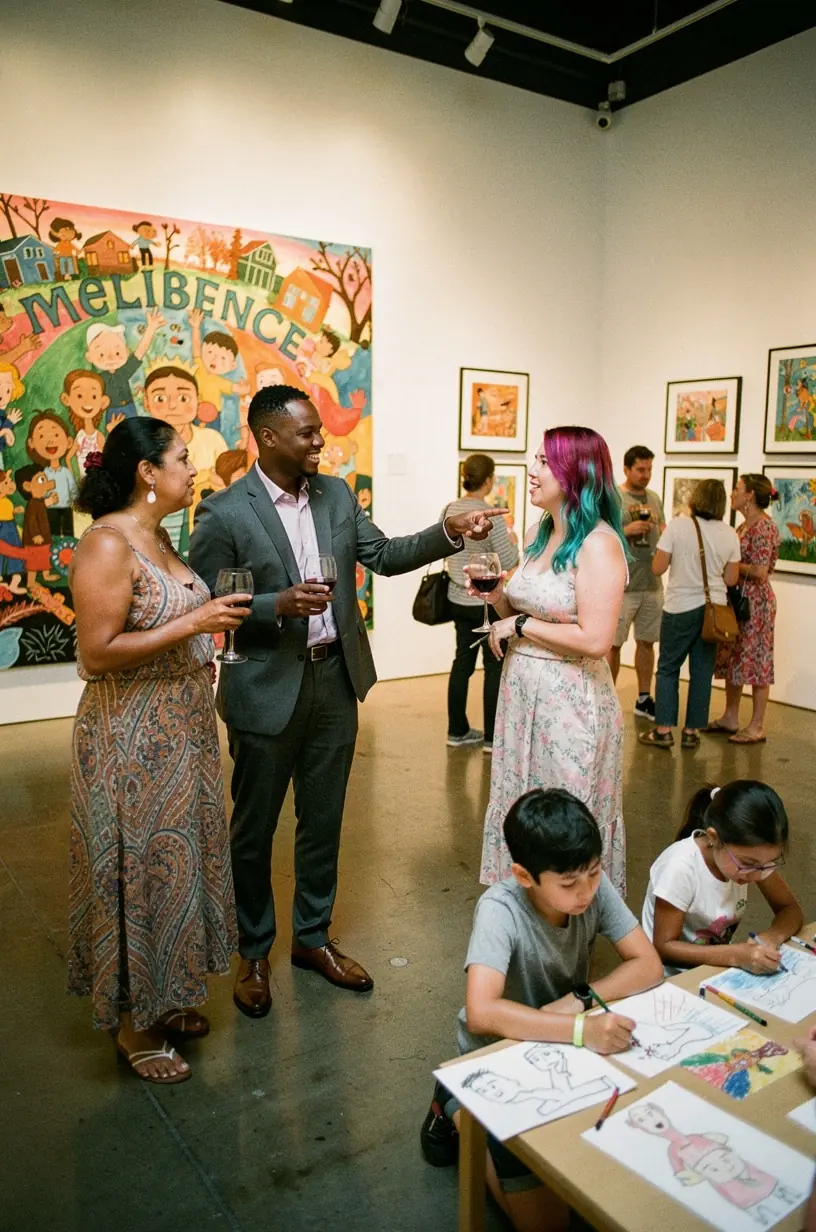 Graphic showing interconnected icons representing challenges, solutions, and shared knowledge within a community network.
